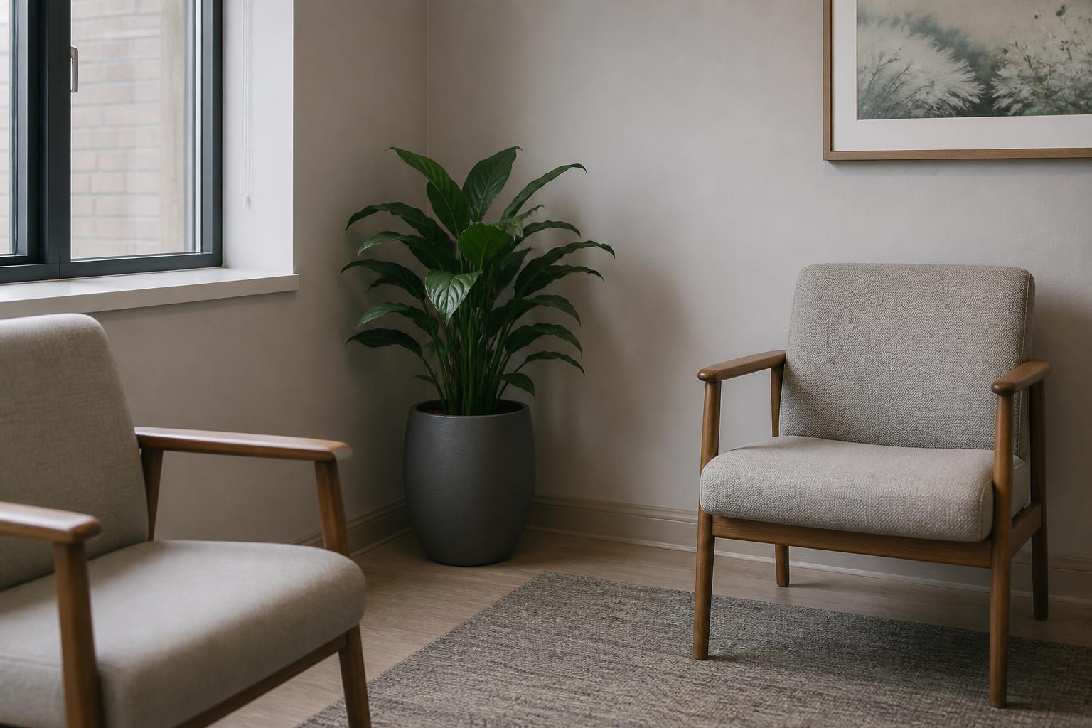 Illustration of two chairs in a quiet consultation room