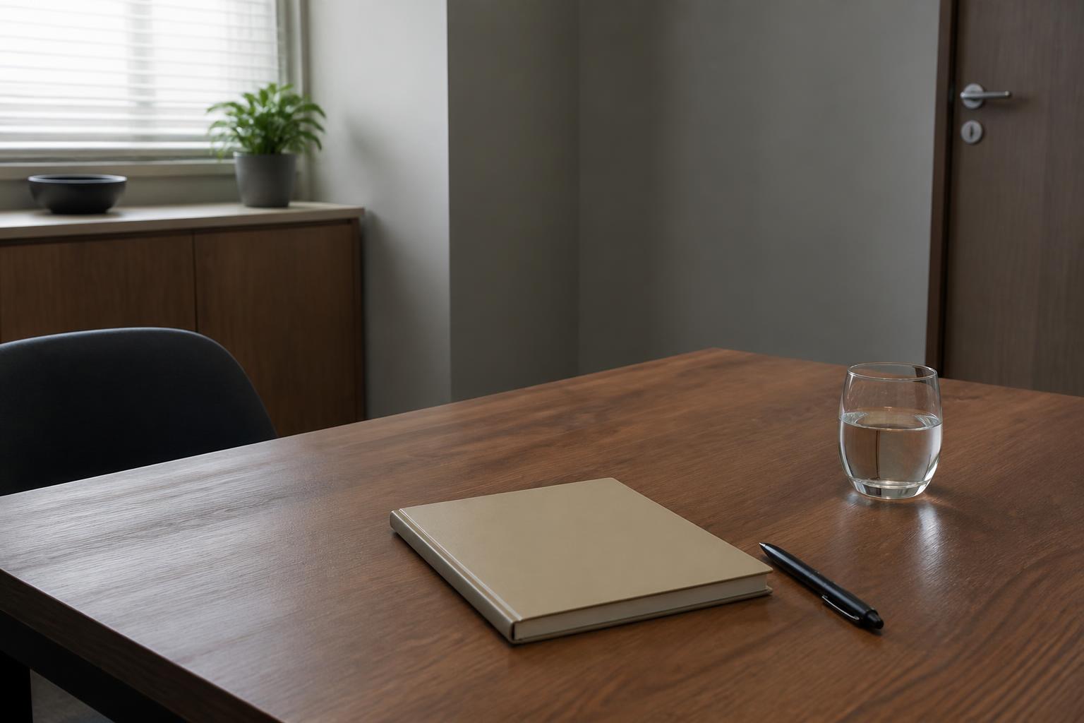 Illustration of a notebook and pen on a consultation desk