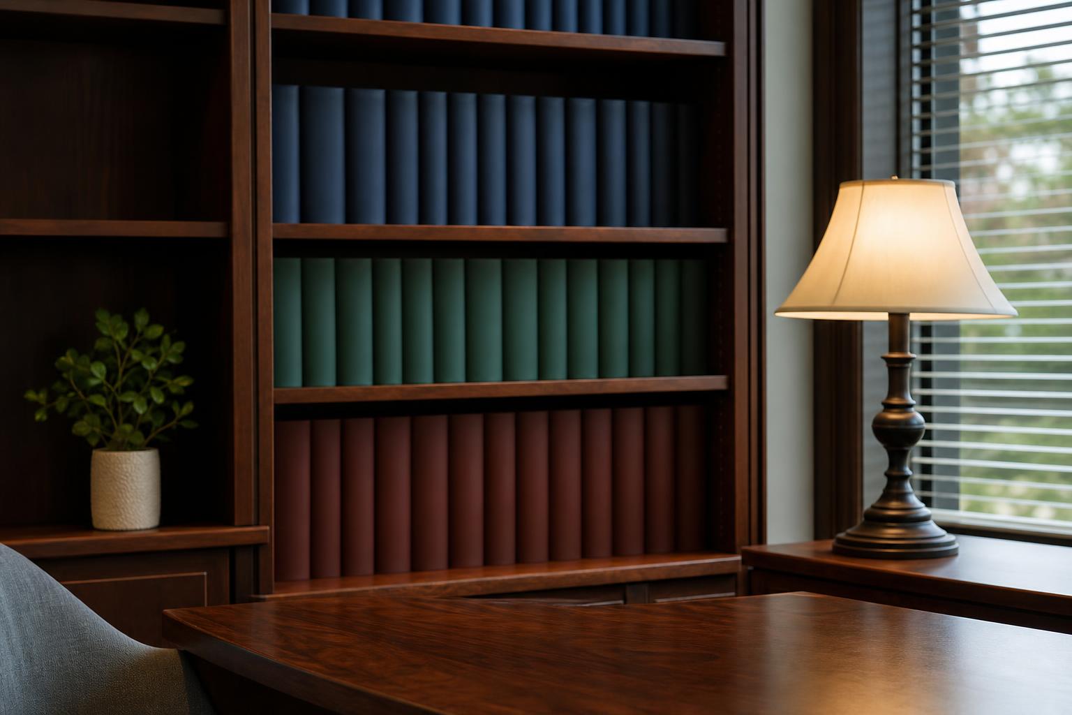 Professional OB/GYN office bookshelf with medical reference books